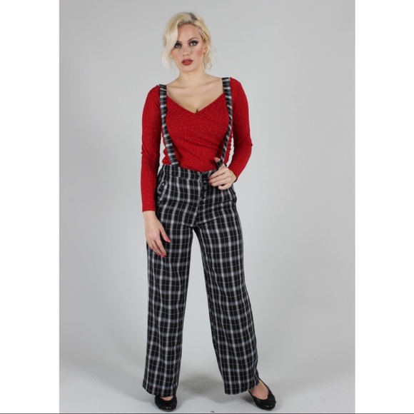 Modcloth Pants - Voodoo Vixen Cassie Checked Wide Leg Trousers
